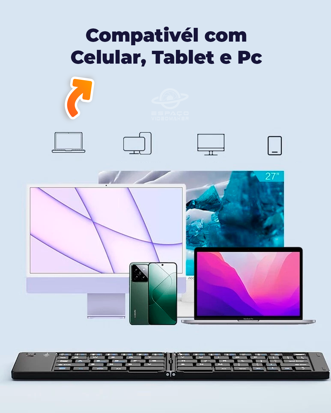 Mini Teclado Portátil K028C Bluetooth Sem Fio COM MOUSE