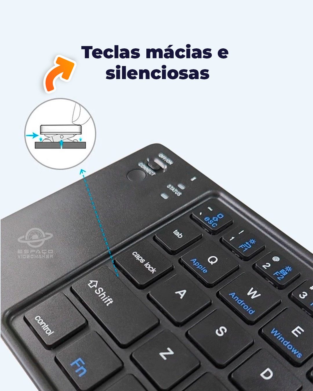 Mini Teclado Portátil K028C Bluetooth Sem Fio COM MOUSE